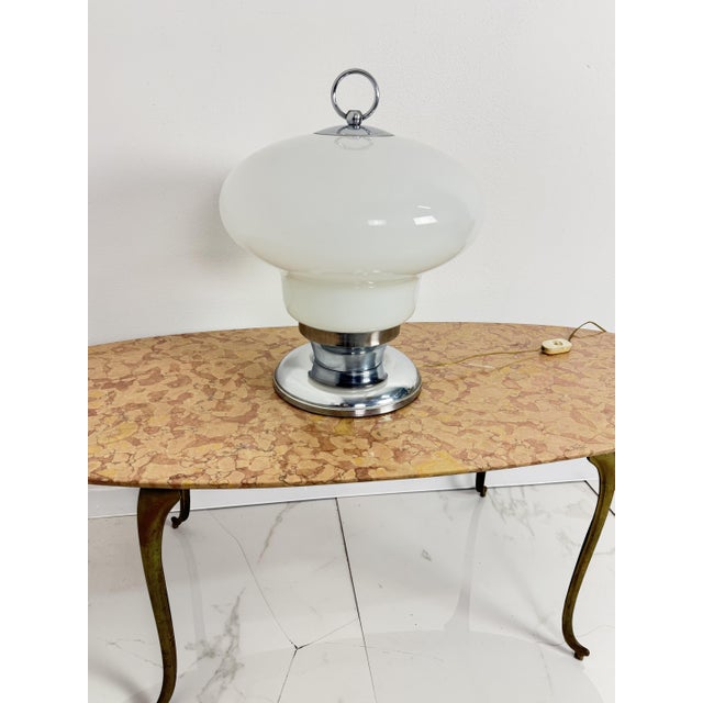 Large Metal and Glass Table Lamp, 1960s For Sale - Image 4 of 9