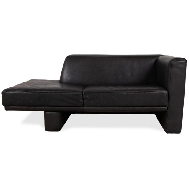 Visavis Leather Set Three-Seater Sofa Couch Chaise Lounge in Black by Brühl, Set of 2 For Sale - Image 5 of 18