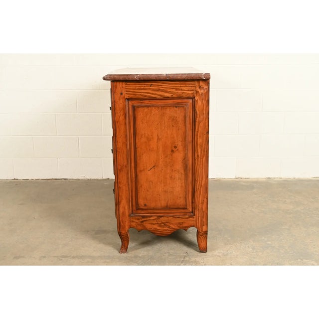 Ralph Lauren French Provincial Louis XV Carved Walnut Marble Top Commode or Chest of Drawers For Sale - Image 14 of 16
