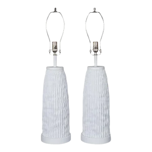 Ridged Composition Table Lamps - a Pair