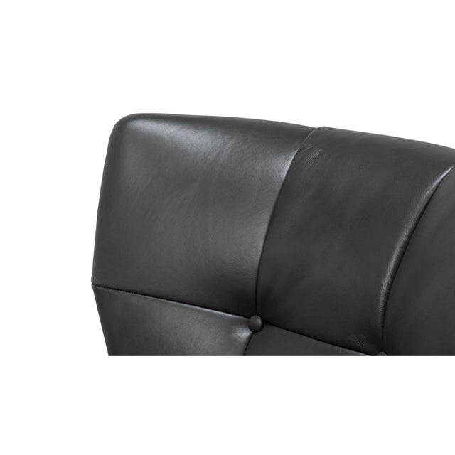 Mid-Century Modern Gray Leather Armchair For Sale - Image 11 of 12