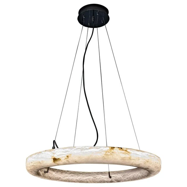 Stone Ring 76 Pendant Lamp by United Alabaster For Sale - Image 7 of 7