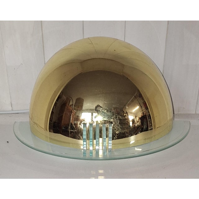 Vintage Wall Lamp with Curved Brass Reflector Shade on Glass Base by Honsel, 1991 For Sale - Image 6 of 8
