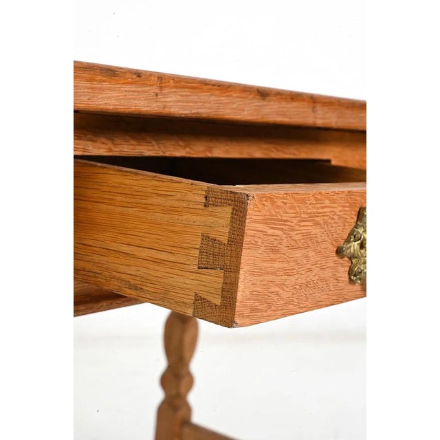 Mid 20th Century Kjaernulf Style Danish Oak Extending Side Table For Sale - Image 14 of 14