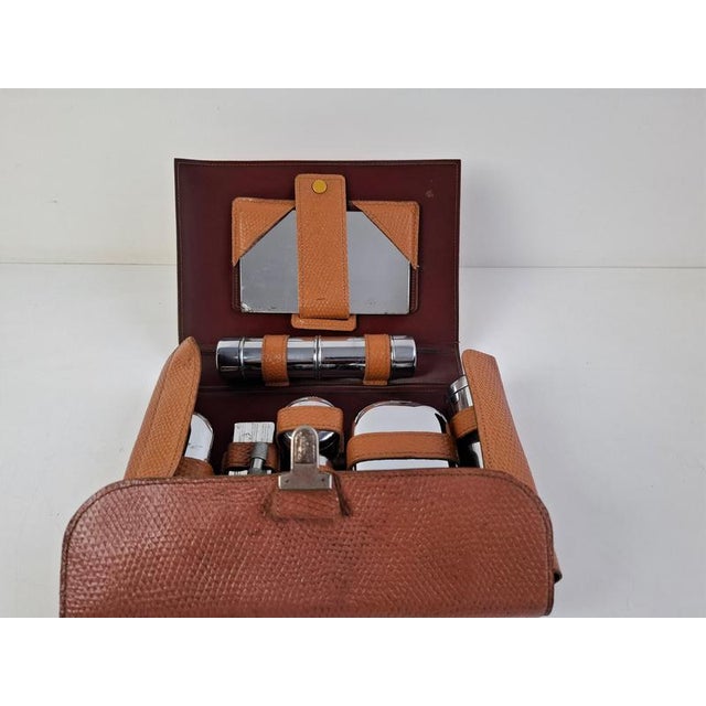 Art Deco Mens Travel Shaving Kit in Leather Case, Czechoslovakia, 1930s For Sale - Image 10 of 18