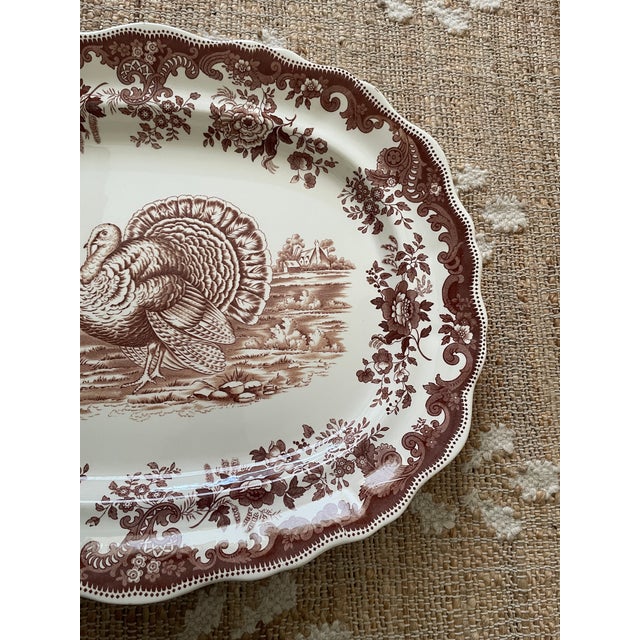 Brown Vintage Brown Transferware Copeland Spode "Turkey" Serving Platter For Sale - Image 8 of 10