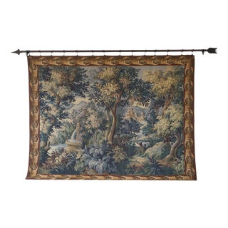 Gobelins Halluin French Flanders Verdure Tapestry With Hardware For Sale