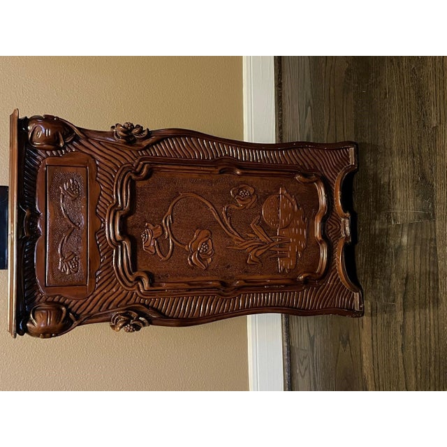Custom Master-Carved Solid Mahogany Art Nouveau Pedestal Cabinet Stand Height : 32” x 15 ½” ( depth )...