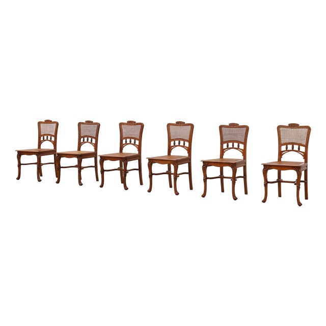 Art Nouveau Dining Chairs in the style of Victor Horta, Belgium, 1910s, Set of 6 For Sale