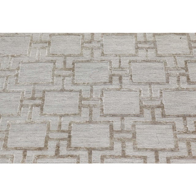 Silver Modern Geo Henley Silk and Wool Rug by Doris Leslie Blau For Sale - Image 8 of 9