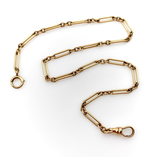 Art Deco Art Deco 12k Gold-Filled Pocket Watch Chain For Sale - Image 3 of 7