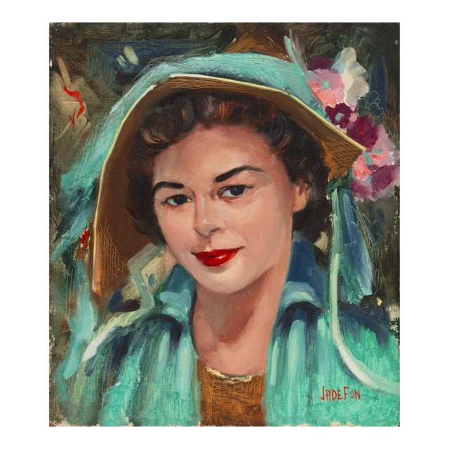 'Woman in Aqua' by Jade Fon Woo, De Young, Oakland Museum, Los Angeles County Museum of Art, American Watercolor Society, San Francisco For Sale