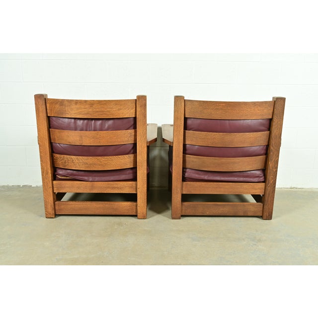 Stickley Mission Oak Arts & Crafts Eastwood Lounge Chairs With Ottoman For Sale - Image 11 of 14