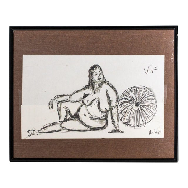 Kayo Lennar "Viva" Ink on Paper For Sale