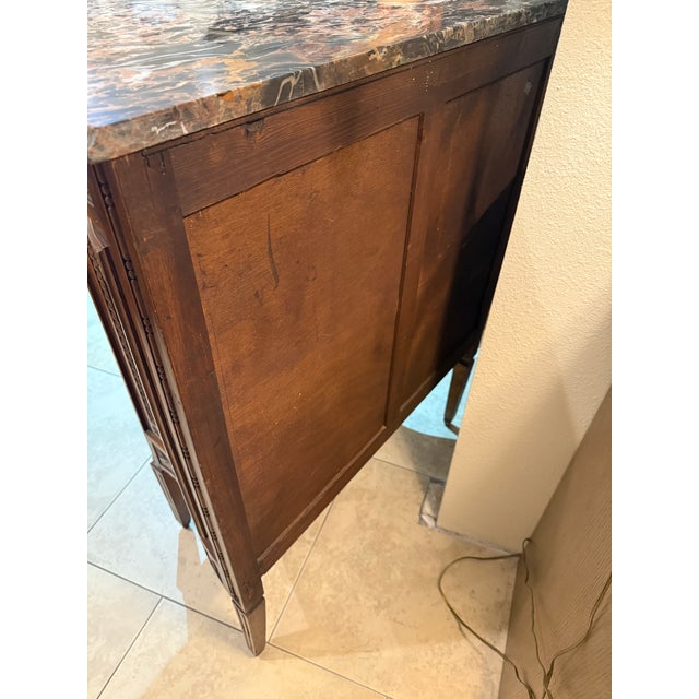 19th Century Carved Walnut French Chest W/Marble Top For Sale - Image 11 of 12