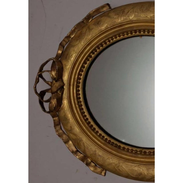 Baroque Oval Giltwood Wall Mirror with Crest, Late 19th Century For Sale - Image 3 of 7