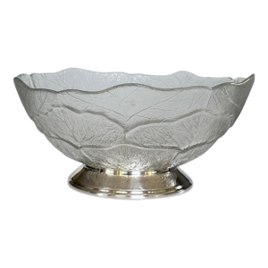 Vintage Clear Cabbage Ware Salad Bowl With Silver Plated Plinth