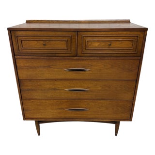 Mid-Century Modern Broyhill Sculptra Walnut High Chest For Sale