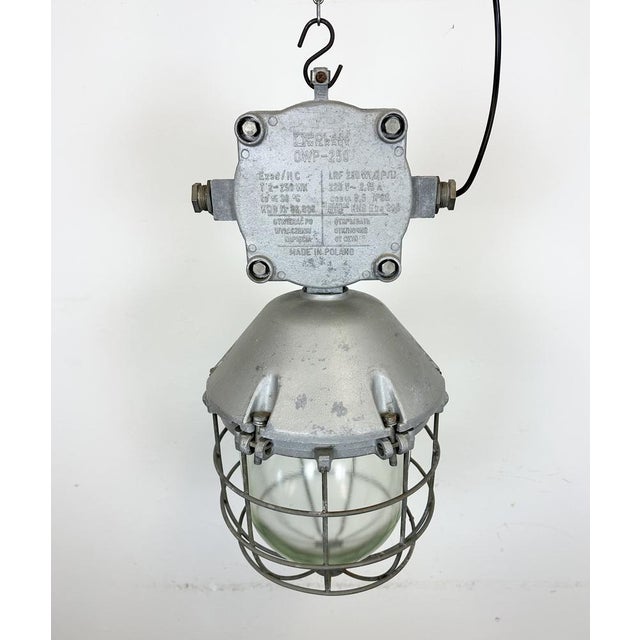 Large Industrial Cast Aluminium Cage Pendant Light, 1970s For Sale - Image 9 of 17