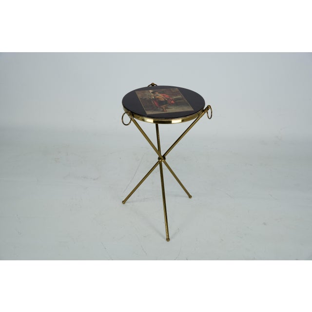 Italian Brass and Wood Tripod Coffee Table, 1950s For Sale - Image 13 of 13