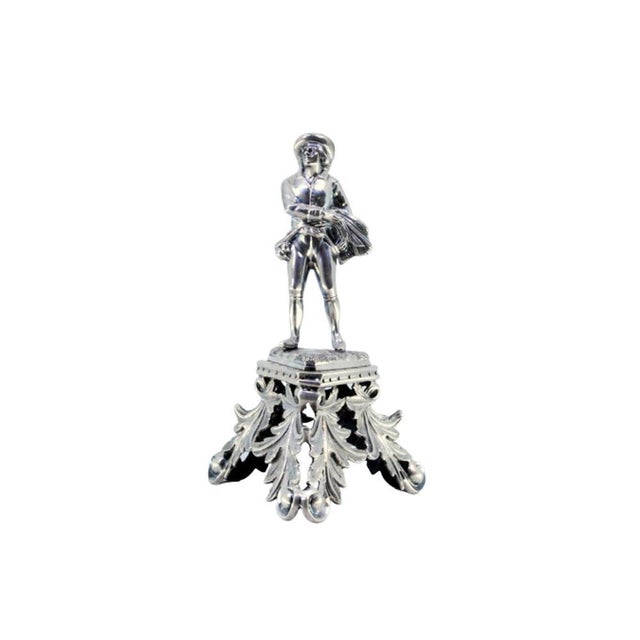 Silver Toothpick Holder with Troubadour For Sale - Image 9 of 9