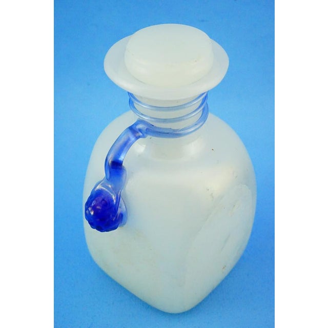 19th Century Milk Murano Glass Perfume Bottle with Blue Cameo attributed to Salviati & C. For Sale - Image 9 of 18