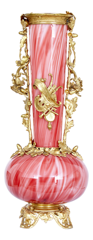 French Art Glass Vase with Ormolu Mounts, 1930s