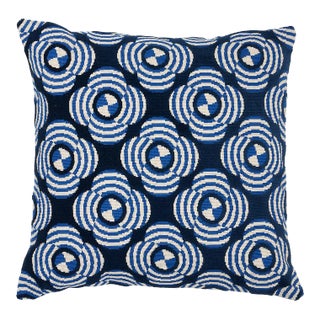 Schumacher x Johnson Hartig Le Moderne Cut Velvet Pillow 20" x 20" in Cobalt For Sale