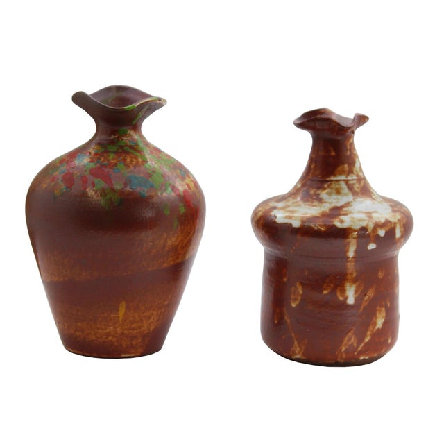 Lot of Two Contemporary Artist Handmade Freelance Ceramic Odd Shape