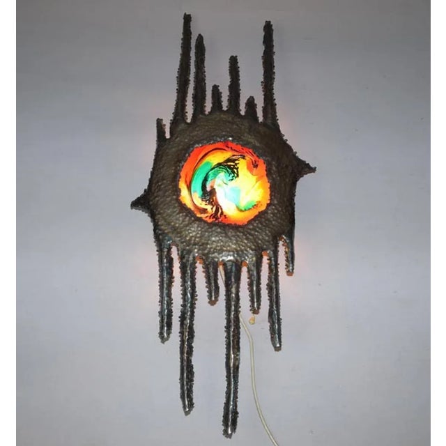 Iron and Glass Wall Lamp, 1950s For Sale - Image 4 of 8