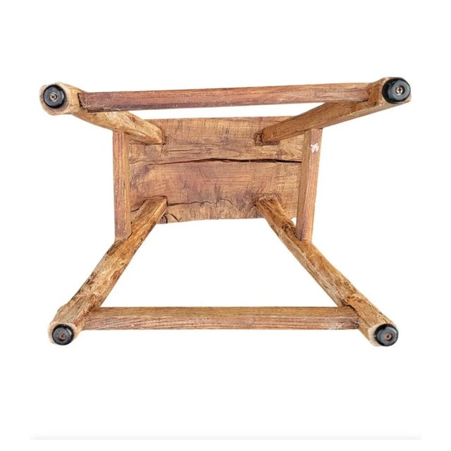 Mid 19th Century 19th Century Chinese Elm Rustic Farmhouse Primitive Brutalist Stool For Sale - Image 5 of 6