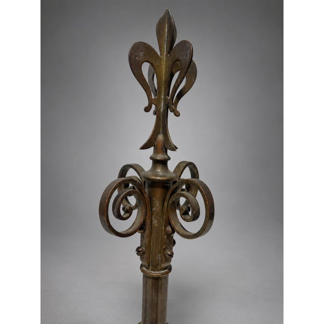 A pair of French brass gate post finials, probably early to mid 19th century now mounted on clear Lucite display bases....