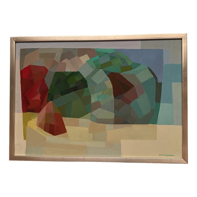 Rune Eringstam, Composition, 1950s, Oil Painting on Canvas, Framed For Sale