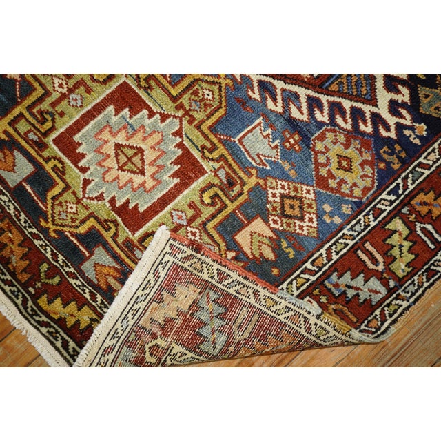 Early 20th Century Zabihi Collection Navy Ground Scatter Size Persian Heriz Rug - 3'4" x 4'5" For Sale - Image 4 of 6