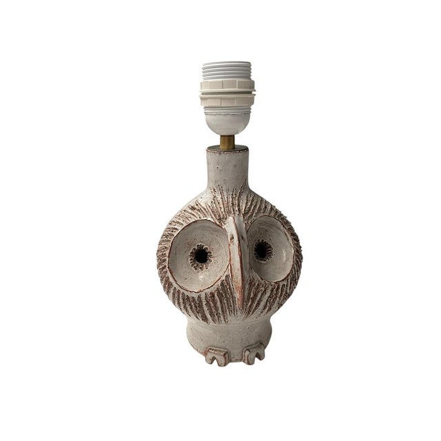 Vintage Ceramic Owl Lamp from Vallauris, 1970, in Good conditions. Designed 1970 to 1979 European Plug (up to 250V).The...