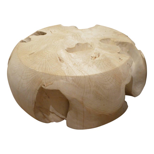 Andrianna Shamaris Bleached Teak Wood Root Coffee Table For Sale