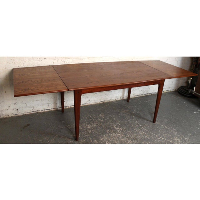 Mid-Century Modern Mid-Century Modern Teak Dining Table With Pullout Leaves For Sale - Image 3 of 13