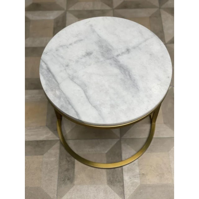 Modern Diana Round Coffee Table with Brass Tint & Marble by Casa Botelho For Sale - Image 11 of 12