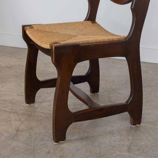 Vintage French Oak Dining Chairs in the Style of Guillerme & Chambron, Set of 6 For Sale - Image 11 of 16