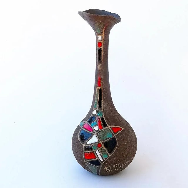 Mid-Century Italian Ceramic Vase by Roberto Rigon For Sale - Image 4 of 6