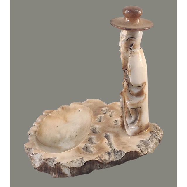 Mid 20th Century Vintage Asian Figural Holy Man Carved Soapstone Trinket Holder For Sale - Image 5 of 10