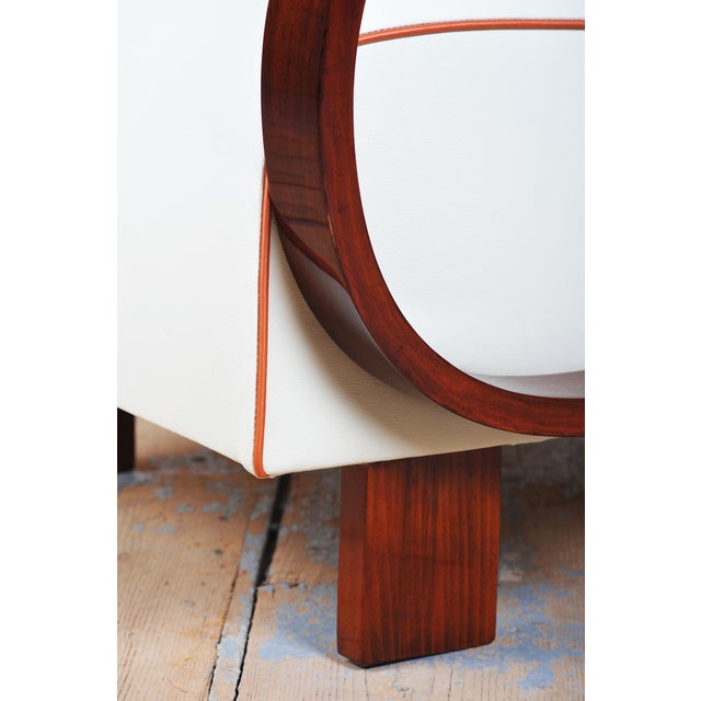 Art Deco Armchairs in Walnut and Leather, Czech, 1930s, Set of 2 For Sale - Image 4 of 12