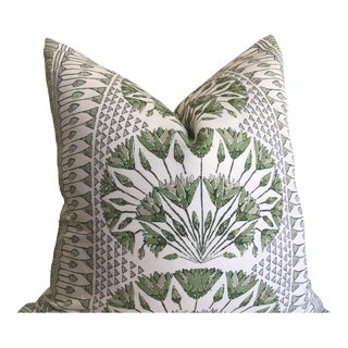 Thibaut “Cairo” in Green Plush Down-Filled Lumbar Pillow 12" x 20" - Single For Sale