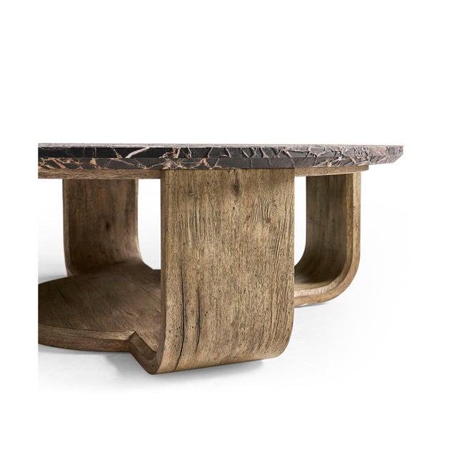 Brown Organic Modern Round Marble Coffee Table For Sale - Image 8 of 8