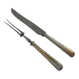 Silver Pair Carving Set, Carving Fork & Carving Knife, Leighton. For Sale