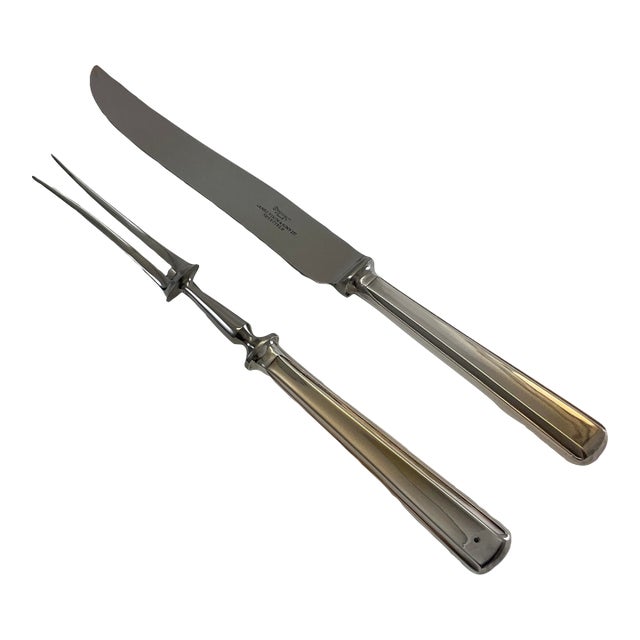 Silver Pair Carving Set, Carving Fork & Carving Knife, Leighton. For Sale