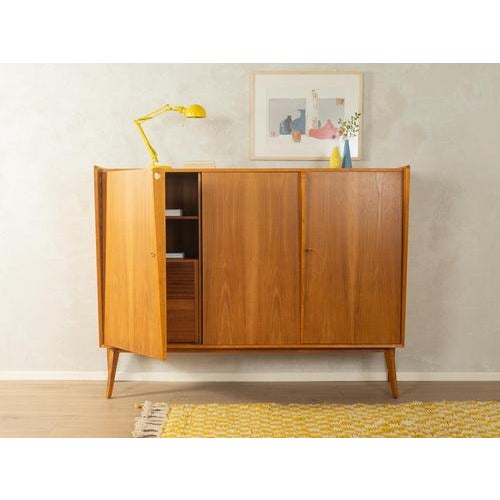 Medium Brown Highboard in Walnut Veneer, 1950s For Sale - Image 3 of 14