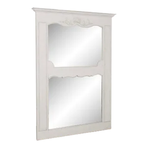 Large Antique Gray Painted French Country Mirror, Circa 1820-40