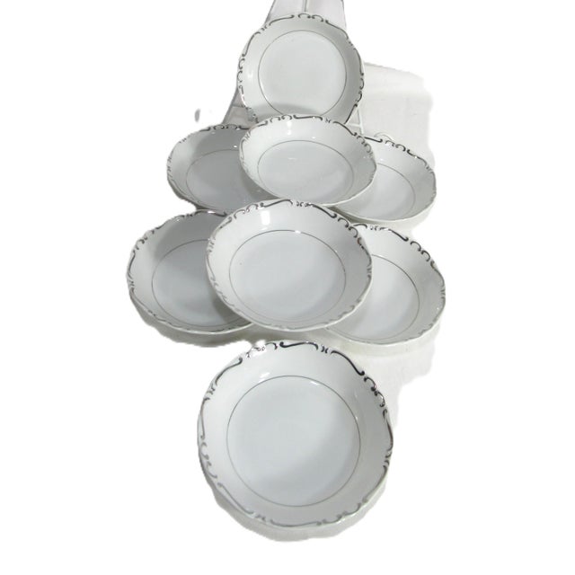 Ceramic Vintage Ucagco Dessert Berry Bowls Set of 8 Embassy Platinum For Sale - Image 7 of 9