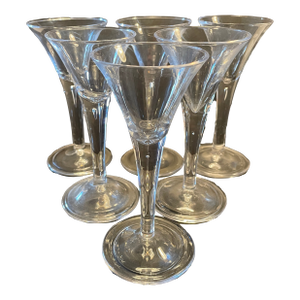 Set of Five Blenko for Colonial Williamsburg Teardrop Wine Glasses